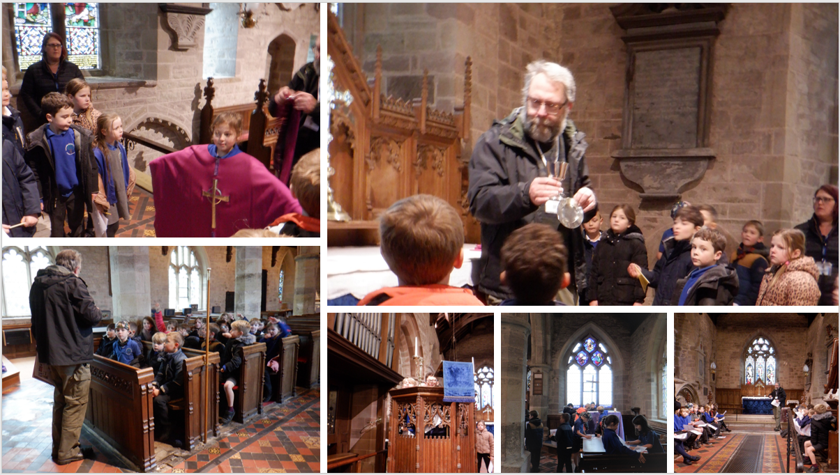 Class 2 RE Sacred Places visit to St Peter's Church with Father John